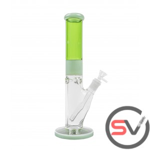 TWO TONE CYLINDER WATER PIPE WITH ICE CATCHER 14inch -  JADE